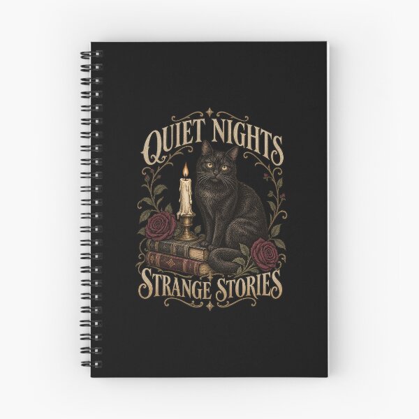 Item preview, Quiet Nights Strange Stories - Gothic Black Cat and Books designed and sold by haitrieuic96.