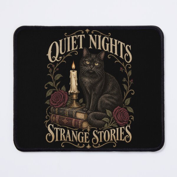 Item preview, Quiet Nights Strange Stories - Gothic Black Cat and Books designed and sold by haitrieuic96.