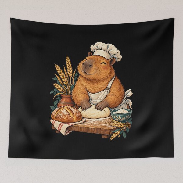 Item preview, Capybara Baker Making Rustic Bread designed and sold by JesterKrewArt.