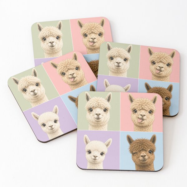 Item preview, Pastel Cute Llama Alpaca 2x2 designed and sold by pixiedustpaint.