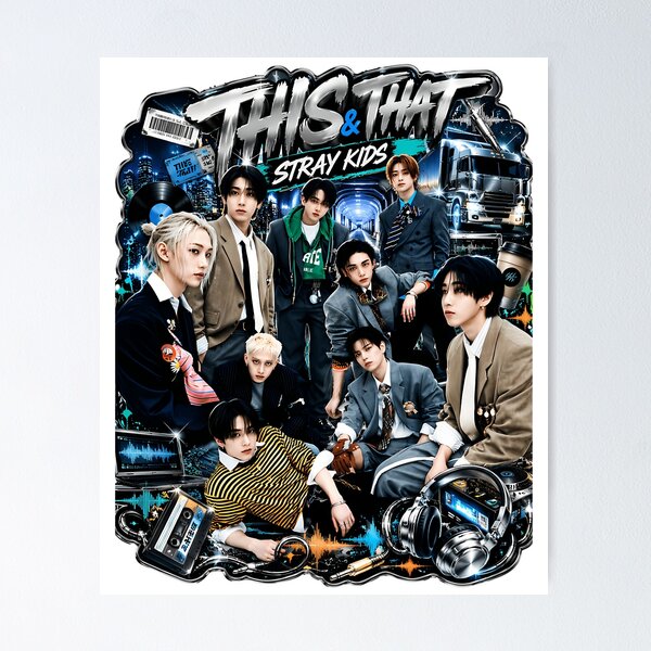 Item preview, Stray Kids This And That Ot8 Cyber Metallic Album Poster designed and sold by davien-digiac.