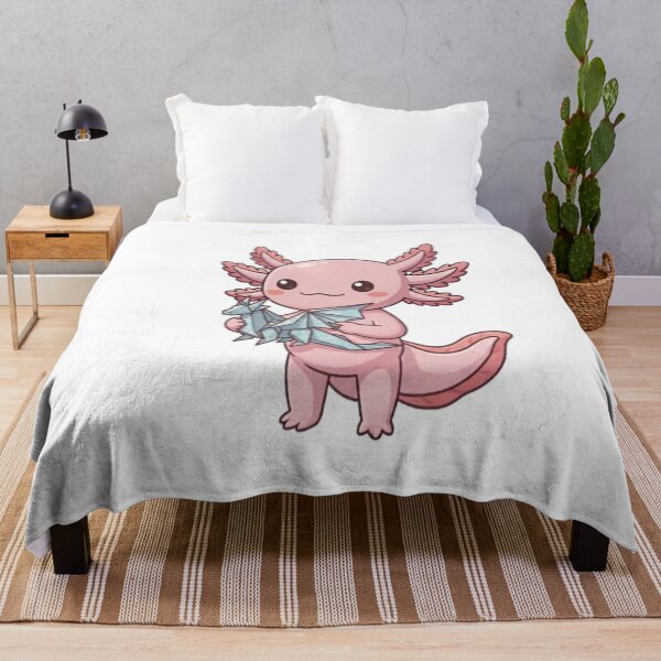 Aperçu de l'œuvre Un adorable axolotl tenant un dragon en origami créée et vendue par Ella_Sketch.