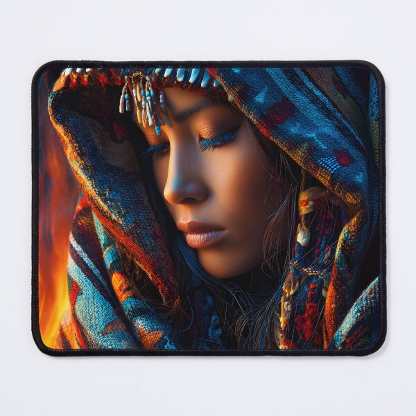 Item preview, Mystical Woman in Colorful Tribal Hooded Blanket designed and sold by Artessie.