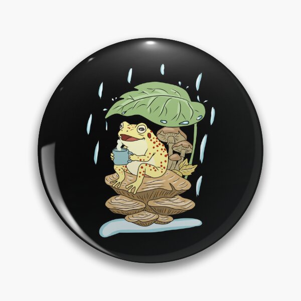 Item preview, Frog Coffee Rain Cottagecore Leaf Umbrella Mushroom Toad Illustration designed and sold by LeshanArt.