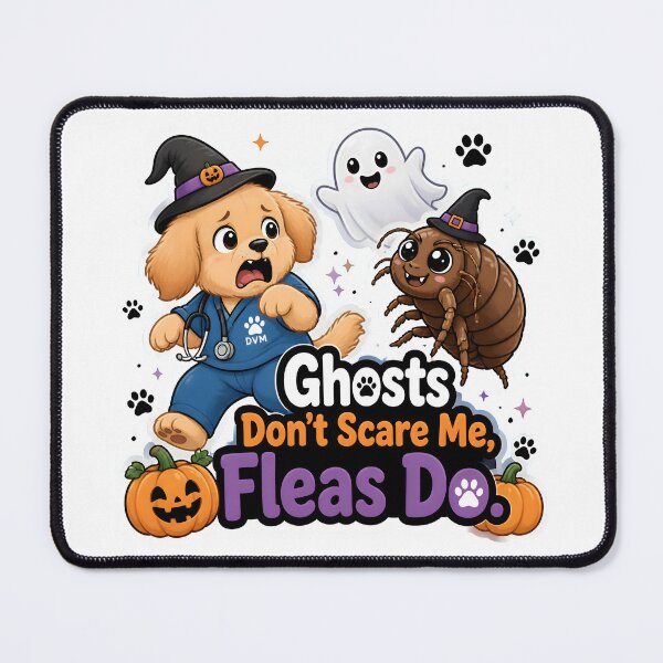 Item preview, Ghosts Don’t Scare Me, Fleas Do – Funny Halloween Vet Dog designed and sold by Bettybee00.