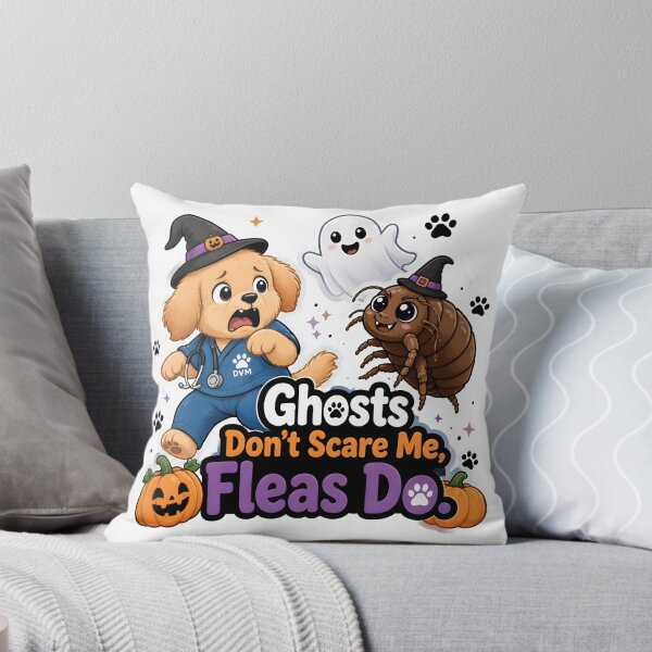 Item preview, Ghosts Don’t Scare Me, Fleas Do – Funny Halloween Vet Dog designed and sold by Bettybee00.
