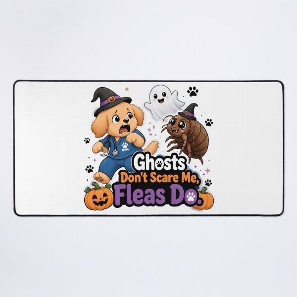 Item preview, Ghosts Don’t Scare Me, Fleas Do – Funny Halloween Vet Dog designed and sold by Bettybee00.