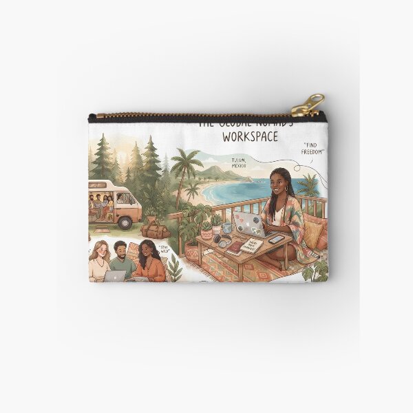 Item preview, The Global Nomad's Workspace Remote Work Lifestyle Illustration designed and sold by SOOstudio73.