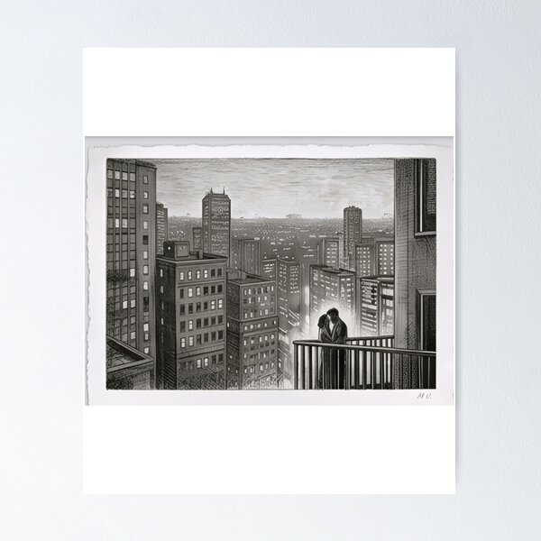 Item preview, Vintage Romantic Couple City Skyline designed and sold by 26ptr.