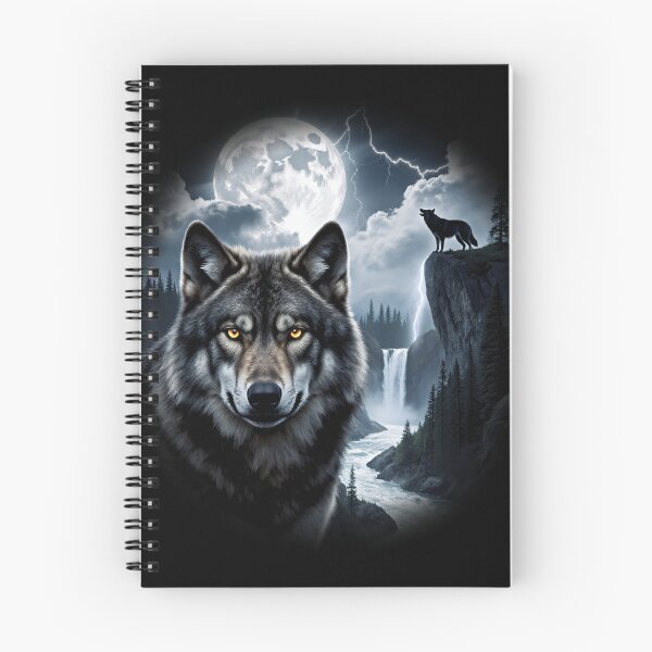 Item preview, Wolf Howling Full Moon Waterfall Epic Wildlife Forest designed and sold by Stupid Shirts.