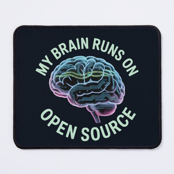 Item preview, My Brain Runs on Open Source – Funny AI Coding Humor designed and sold by Jollys-ArtShop.