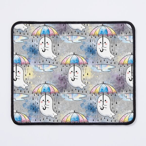 Item preview, Ghosts with Rainbow Umbrellas Halloween Pattern designed and sold by Camel & Quirk.