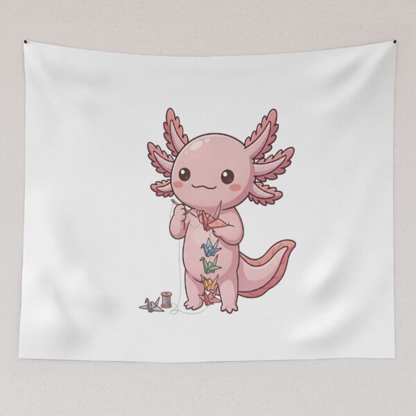 Item preview, Cute Axolotl Stringing Origami Cranes designed and sold by Ella_Sketch.