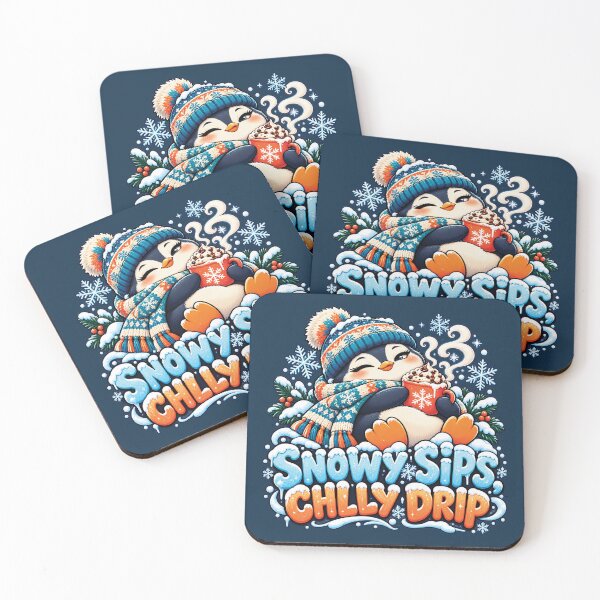 Artikelvorschau, Snowy Sips Chilly Drip Winter Penguin entworfen und verkauft von M. Mamdouh Artworks.