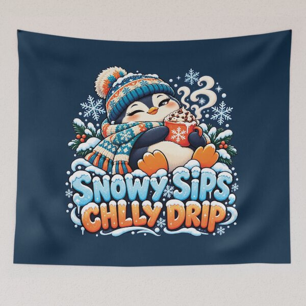 Artikelvorschau, Snowy Sips Chilly Drip Winter Penguin entworfen und verkauft von M. Mamdouh Artworks.