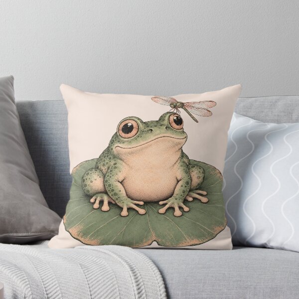 Item preview, Cute Frog and Dragonfly Cottagecore Illustration designed and sold by Elżbieta  Kaps.