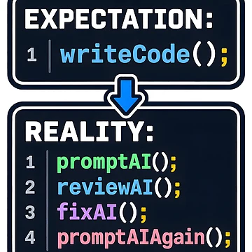 Artwork thumbnail, Expectation vs Reality: Write Code vs Prompt AI – Developer Humor by CalmWorldShop