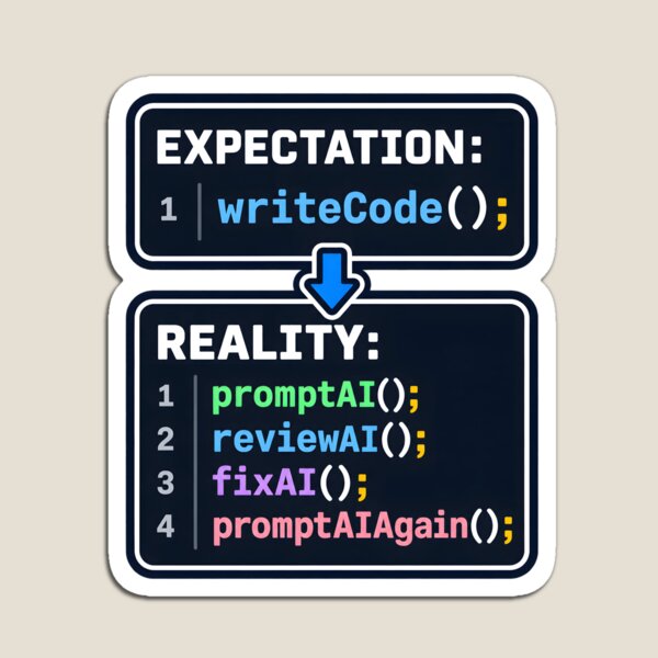 Item preview, Expectation vs Reality: Write Code vs Prompt AI – Developer Humor designed and sold by CalmWorldShop.