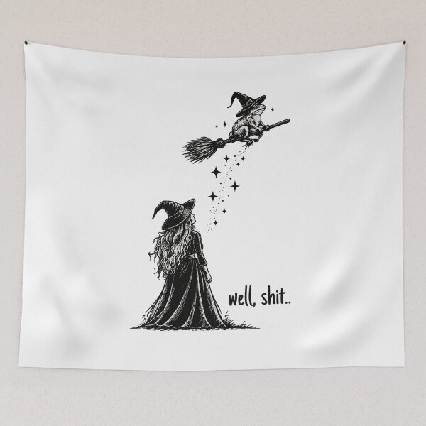 Item preview, Dark Humor Frog Broom designed and sold by Taniyah Gomes.