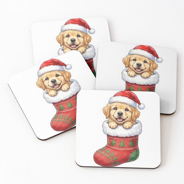 Item preview, Cute Golden Retriever Puppy in Christmas Stocking Holiday Dog designed and sold by Jonaree Art Design.