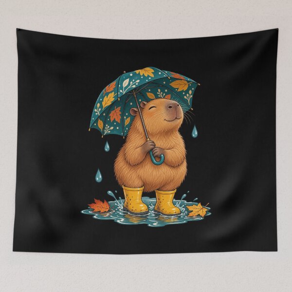 Item preview, Rainy Day Capybara with Umbrella designed and sold by JesterKrewArt.