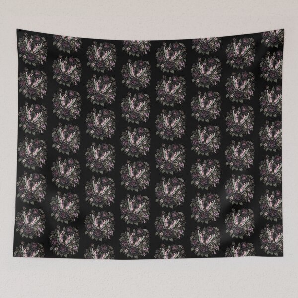 Item preview, Symmetrical Butterfly and Dark Roses Botanical Illustration designed and sold by Elżbieta  Kaps.