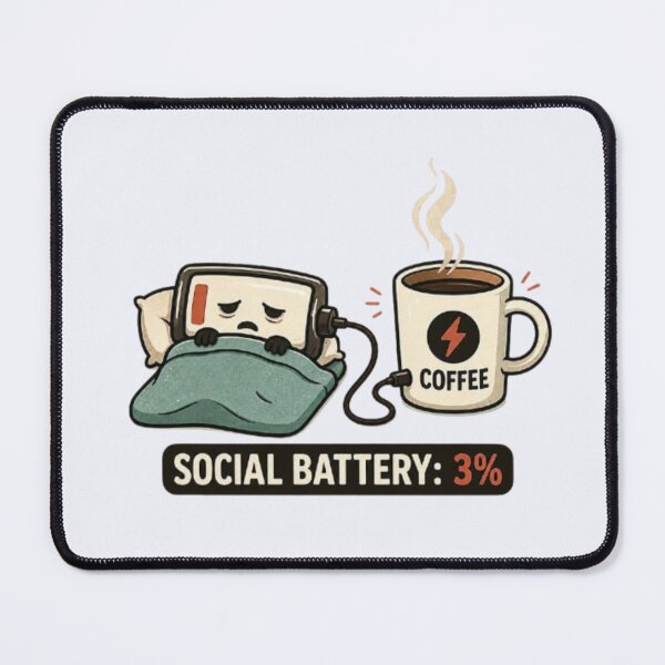 Item preview, Social Battery 3 Percent Funny Coffee Introvert Sticker Art designed and sold by ArtivaaStudio.