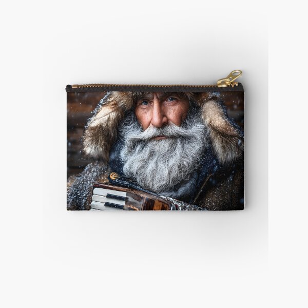 Item preview, Elderly Man Playing Accordion in Snowy Landscape designed and sold by Artessie.