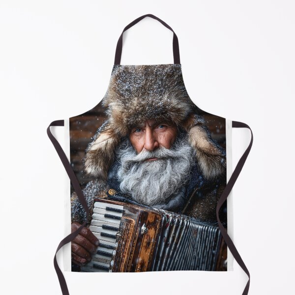 Item preview, Elderly Man Playing Accordion in Snowy Landscape designed and sold by Artessie.