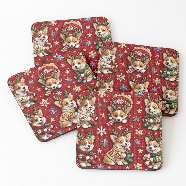 Item preview, Cute Christmas Corgi Dog Holiday Knit Pattern designed and sold by  One City Two Children Studio.