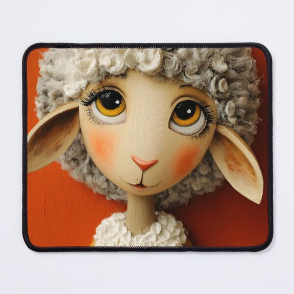 Item preview, Whimsical Sheep Character on Orange Background designed and sold by Artessie.