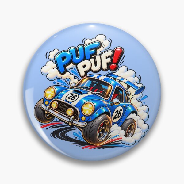 Artikelvorschau, Lustiger blauer Rallyeauto-Cartoon – Puf Puf! entworfen und verkauft von PrintGo26.