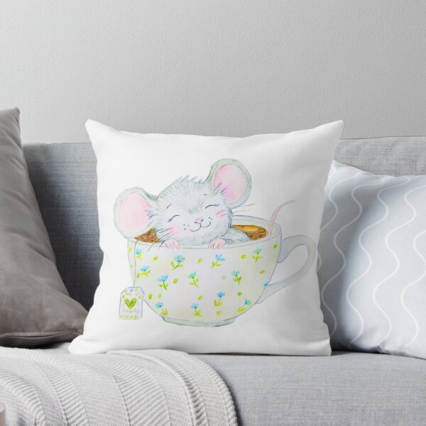 Artikelvorschau, Tea Time Maus – Handgezeichnete niedliche Tierzeichnung entworfen und verkauft von alilu-art .