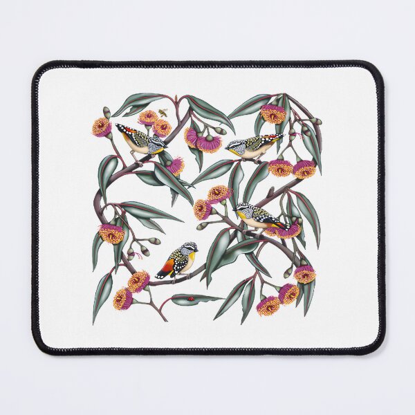 Item preview, Pardalotes in Gum Flowers Repeated Pattern Artwork by Australian Artist Laural Retz designed and sold by PATRICIA ANTOIMA.