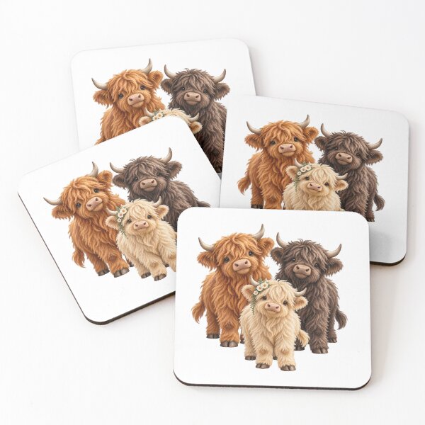 Item preview, Cute Highland Cow Family Illustration designed and sold by Wild Ink Studio by Barbara.