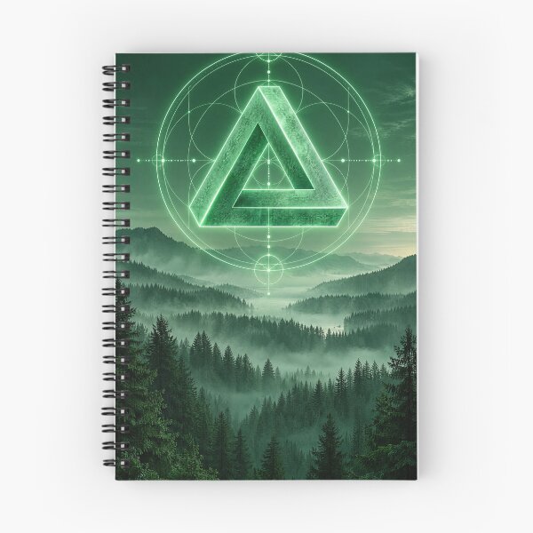 Item preview, Glowing Green Penrose Triangle Over Misty Forest designed and sold by monkeybusiness.pt.
