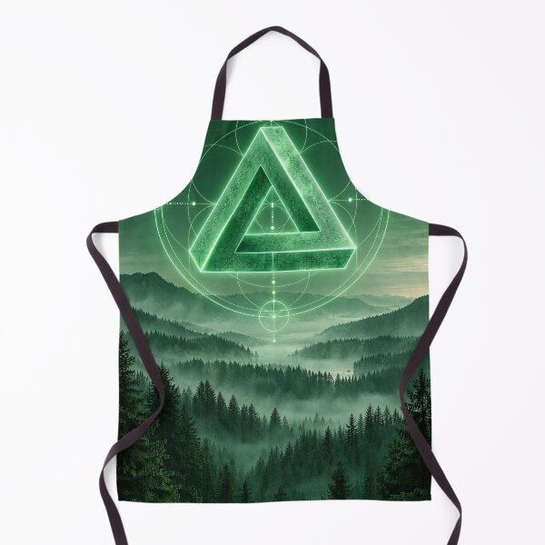 Item preview, Glowing Green Penrose Triangle Over Misty Forest designed and sold by monkeybusiness.pt.