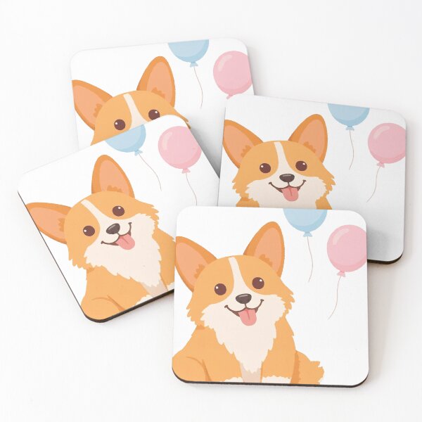 Item preview, Cute Happy Corgi with Balloons and Daisy Kawaii Dog designed and sold by FreshmanJ.
