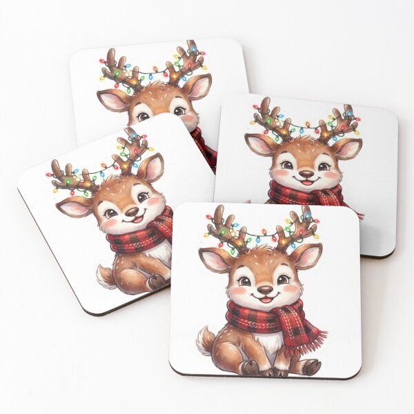 Item preview, Cute Christmas Reindeer with String Lights Cozy Plaid Scarf designed and sold by Jonaree Art Design.