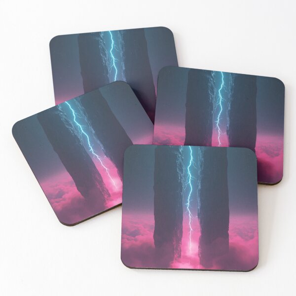 Item preview, Cyan Lightning Striking Between Giant Basalt Monoliths designed and sold by monkeybusiness.pt.