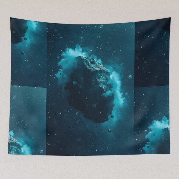 Item preview, Colossal Floating Asteroid In Cyan Cosmic Mist designed and sold by monkeybusiness.pt.