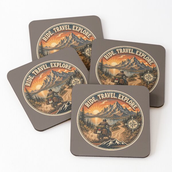 Item preview, Ride Travel Explore Motorcycle Adventure Bike Rider Sticker TShirt 02 designed and sold by OuterShellUK.