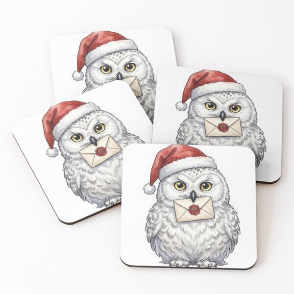 Item preview, Cute Snowy Owl with Christmas Letter Santa Hat Winter Delivery designed and sold by Jonaree Art Design.