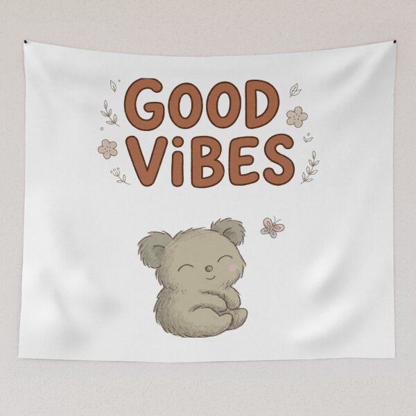 Item preview, Good Vibes Cute Koala with Butterfly Hand Lettered designed and sold by FreshmanJ.