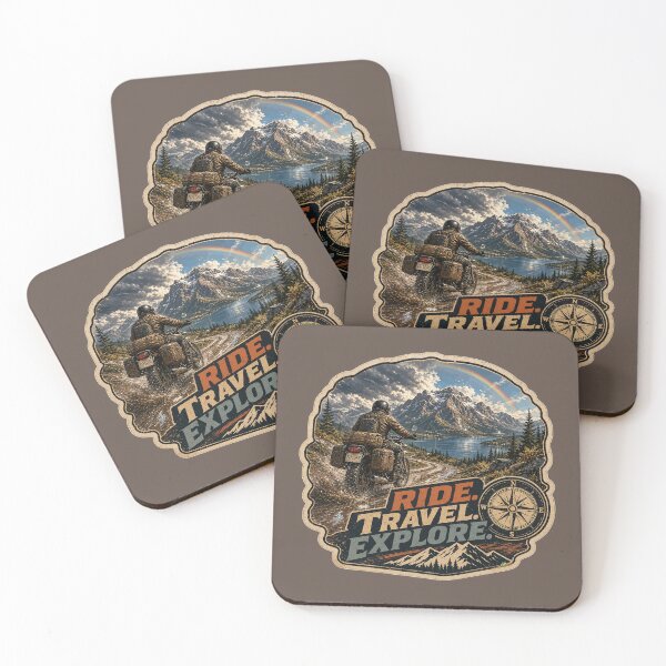 Item preview, Ride Travel Explore Motorcycle Adventure Bike Rider Sticker TShirt 03 designed and sold by OuterShellUK.