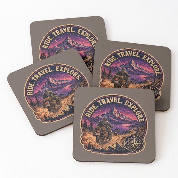 Item preview, Ride Travel Explore Motorcycle Adventure Bike Rider Sticker TShirt 04 designed and sold by OuterShellUK.