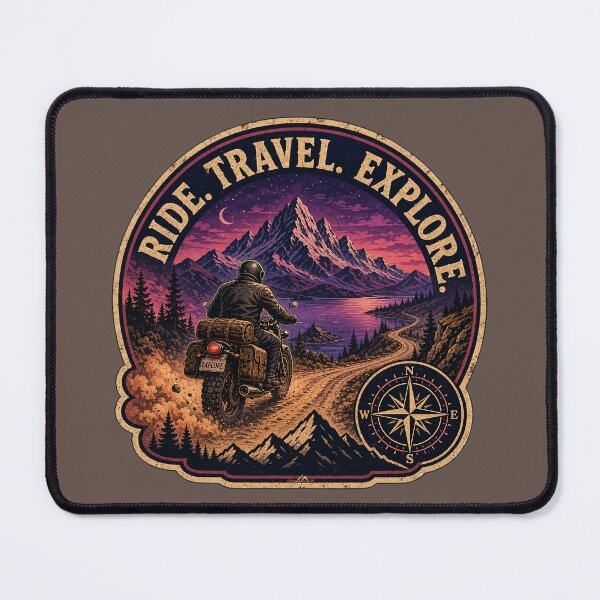 Item preview, Ride Travel Explore Motorcycle Adventure Bike Rider Sticker TShirt 04 designed and sold by OuterShellUK.