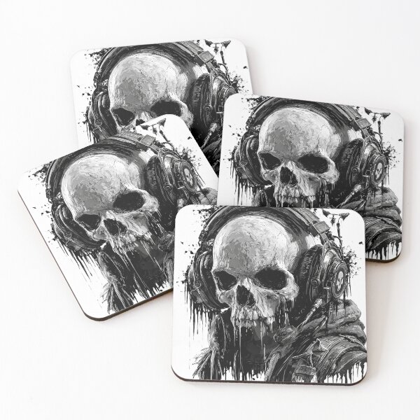 Item preview, Skull with Headphones Black and White Graphic designed and sold by DutteArt.