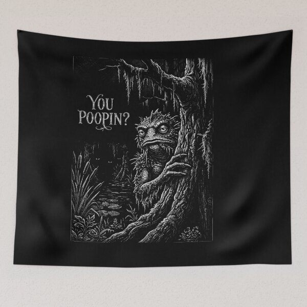Item preview, You Poopin? Funny Cryptid Swamp Monster Bathroom Humor designed and sold by FolkGraphics.