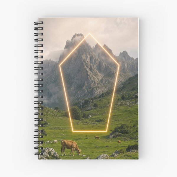 Artikelvorschau, Leuchtendes Neon-Pentagon über alpiner Bergweide entworfen und verkauft von monkeybusiness.pt.